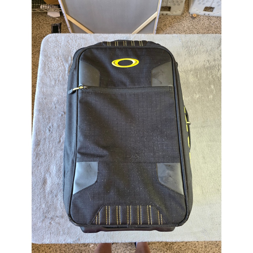 Oakley Rolling Carry On Suitcase Black Yellow Camo Ripstop Travel Bag Luggage